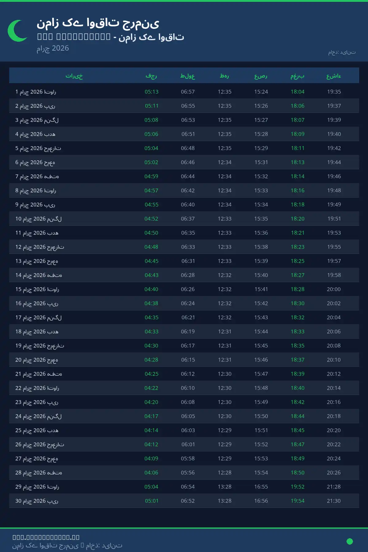 نماز اوقات کیلنڈر Bad Lauterberg مارچ 2026